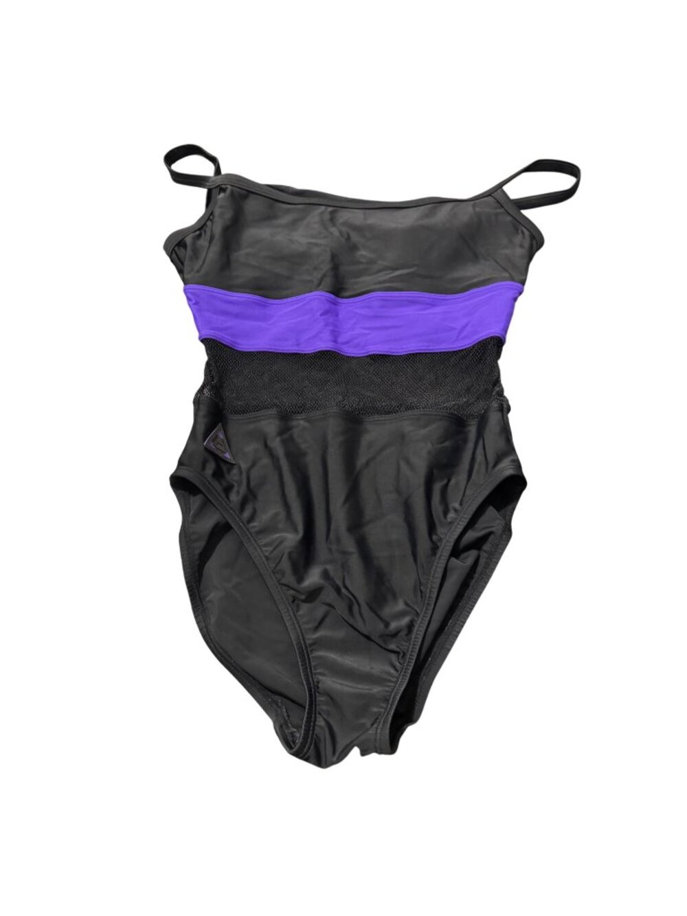 Vintage Speedo Black Purple Mesh One Piece Swimsuit Size 8